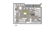 HasenburgVilla WHG 10 - Wohnen mit Service in Remels, KfW Effizienzhaus 40 QNG - HasenburgVilla_WHG 10_Grundriss 3D